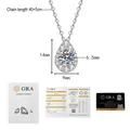 Dettaglio ciondolo a goccia in moissanite da 1 ct con catena S925 e certificato GRA - Argento 925 / 1 Carato Moissanite (XL373)