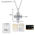 S925 silver sunflower pendant with 1ct moissanite, detailed dimensions and GRA certificate - 925 Silver / 1 Carat Moissanite