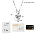 Macro detail of heart-cut moissanite silver necklace with GRA certificate and dimensions - 2 Carat Moissanite / 925 Silver
