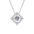S925 sterling silver dancing stone necklace with 1 carat moissanite and halo pendant - 6.5mm High Carbon Stone Style / 925 Silver