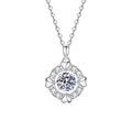 Collana in argento S925 con pendente a cuore in moissanite su sfondo bianco puro - Argento 925 / Pietra ad alto contenuto di carbonio da 6.5mm