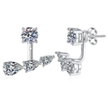 Orecchini ear jacket in argento S925 con moissanite tonda e a goccia colore argento - Argento 925 / Pietra ad alto contenuto di carbonio
