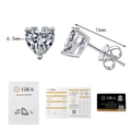 Détails des clous d'oreilles moissanite en cœur avec certificat GRA et dimensions - Argent 925 / Style Moissanite Cœur Avec Certificat GRA