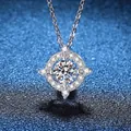 Collana Saturno in argento 925 con ciondolo halo in moissanite di colore D brillante - Argento 925 / Argento (Stile Zirconia 6.5mm)