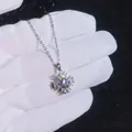Elegant S925 silver sunflower pendant necklace with 1-carat moissanite sparkling stones - 925 Silver / 6.5mm High Carbon Stone