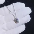 Collana in argento 925 con ciondolo in moissanite da 1ct a forma di goccia d'acqua - Argento 925 / 6.5mm Zirconia (XL373)