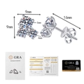 Dettaglio orecchini moissanite colore D con dimensioni e certificato di garanzia GRA - Argento 925 / Moissanite