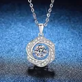 Collana Möbius in argento sterling S925 con moissanite danzante su sfondo blu scuro - Stile Argento (Strass 6,5mm)