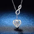 925 Sterling zilveren ketting met hart infinity hanger en 3kt ronde moissaniet - 925 zilver / 6.5mm High Carbon Steen