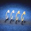 925 silver C-shaped hoop earrings with moissanite, available in gold and silver finish - 925 Silver / Gold Moissanite