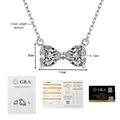 Bow necklace with 2ct Moissanite hearts and GRA certificate, chain length 40+5cm - 925 Silver / 2 Carat Moissanite