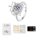 Detailweergave van 1 karaat moissanite ring met GRA-certificaat en afmetingen - US 9 / Moissaniet (HK Maat)