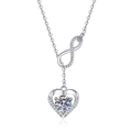 925 Sterling Zilveren Hart Hanger Ketting met 3 Karaat Moissaniet en Infinity Symbool - 925 zilver / 1 Karaat Moissaniet