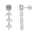 Elegantes pendientes colgantes moissanita en plata S925 con diseño de borla de espiga - 6.5mm Diamante de Imitación / Estilo Plateado