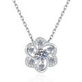 Collar de flor en plata S925 con colgante de encaje calado y piedras de moissanita brillante - Estilo Piedra de Alto Carbono 5mm / Plata 925