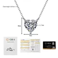 Detail of s925 silver heart moissanite necklace with official GRA certification report - 925 Silver / 1 Carat Heart Moissanite