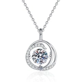 Collana in argento 925 con pendente cuore danzante in moissanite e catena ad O - Stile Zirconia (XL385) / Argento 925