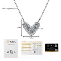 Macro detail of V-shaped Moissanite necklace with dimensions and GRA certificate included - 925 Silver / D Color White Moissanite (0.5ct)