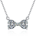 S925 Sterling Silver Bow Necklace with Heart-Cut Moissanite Pendant for Women - 925 Silver / High Carbon Stone