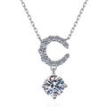 Elegante collana a mezzaluna in argento S925 con moissanite brillante e pavé - Stile Zirconia 6,5mm / Argento 925