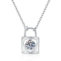 Collana in argento S925 con pendente a lucchetto a cuore e moissanite danzante lucida - Stile Argento (Zirconia 5mm)