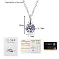 Dettaglio del ciondolo in moissanite con dimensioni e carta di certificato GRA - Stile a Goccia in Moissanite da 1ct