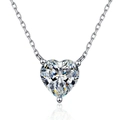 Elegant S925 sterling silver heart-shaped moissanite necklace with a minimalist chain - 925 Silver / 6.5mm High Carbon Stone