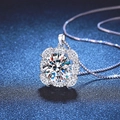 S925 sterling silver necklace with 10ct moissanite sunflower pendant in white gold finish - 925 Silver / White High Carbon Stone 11mm (Box Chain)