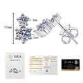 Detailed view of 925 sterling silver moissanite studs with GRA reports and measurements - 1.2 Carat Moissanite / 925 Silver
