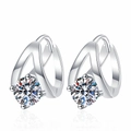 Elegante S925 Silber Moissanit Creolen mit modernem Criss-Cross-Design für Damen - 925er Silber / 5mm High Carbon Stein