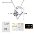 Detail of Moissanite heart necklace with 6.5mm stone and official GRA certificate - 925 Silver / 1ct Moissanite White Gold