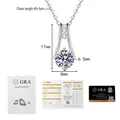 Dimensioni pendente moissanite 17x8mm con certificato GRA 1ct e relativa carta - 1 Carato di Moissanite / Argento 925
