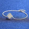 925 sterling silver clover bracelet with sparkling moissanite stones on a blue background - 925 Silver / Gold Color (1.2ct Moissanite)