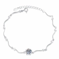 S925 sterling silver moissanite bracelet with heart elements and round cut stone - 925 Silver / Silver (6.5mm High-carbon Stone)