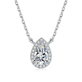 Collana con ciondolo a goccia in argento S925 con scintillante contorno di zirconi - Argento 925 / Moissanite (5*8mm)