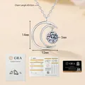 Detail of moon-shaped S925 sterling silver necklace with a 1.0ct moissanite and GRA certificate - 925 Silver / 50 Points Moissanite (XL433)