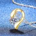 Elegant heart design S925 silver moissanite necklace with a gold-plated pendant - 925 Silver / 1ct Moissanite Gold Color