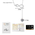 Detail van 925 zilveren infinity ketting met 1ct moissanite en GRA certificaat documentatie - 925 zilver / 1 Karaat Moissaniet