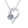 Moissanite heart pendant necklace in S925 sterling silver with sparkling round-cut stone - 925 Silver / High Carbon Stone Silver