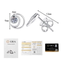 Detailed view of moon-shaped moissanite earrings with 4mm stone and GRA certificate - 925 Silver / 0.3ct+0.3ct Moissanite