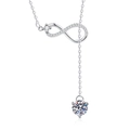 Elegante S925 sterling zilveren infinity ketting met 1ct moissaniet kwastje hanger - 925 zilver / 6.5mm High Carbon Steen