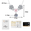 Detalle de collar flor de plata 925 con moissanite, certificado GRA y dimensiones - Plata 925 / 1 Quilate de Moissanita