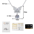 Detalle del collar lazo de plata S925 con piedra Moissanita y informe de certificación GRA - Plata 925 / 1 Quilate de Moissanita