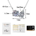 Macro view of S925 silver moissanite necklace with authentic GRA certification reports - 925 Silver / 2ct D Color Moissanite