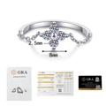 Detalle del anillo de trébol en plata S925 con moissanita y certificado GRA oficial - Talla US 5 / Moissanita de color D