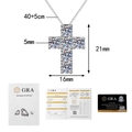 Détail du pendentif croix en argent 925 avec 6 moissanites et documents de certification GRA - Moissanite 0.5ct*6 (Chaîne Vénitienne) / Argent 925