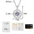 Detalle del collar de moissanita de 1ct con cadena de plata S925 y juego GRA - Plata 925 / 1 Quilate de Moissanita