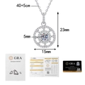 Detail view of S925 silver moissanite necklace with dimensions and GRA certification - 0.5 Carat Moissanite / 925 Silver