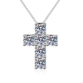 Collier croix de 3 carats avec moissanites en argent sterling S925 sur fond blanc pur - Pierre de Carbone (Chaîne Vénitienne) / Argent 925