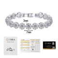 Detail showing 3mm moissanite sunflower bracelet with GRA certificate and measurements - 925 Silver / 18CM 1.9ct Moissanite